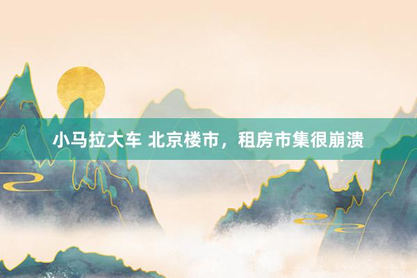 小马拉大车 北京楼市,租房市集很崩溃