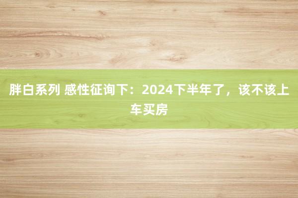胖白系列 感性征询下:2024下半年了,该不该上车买房