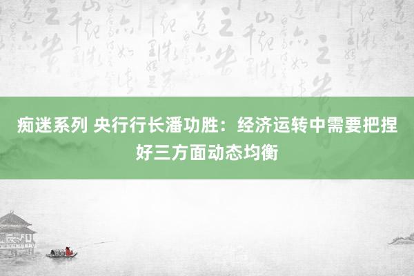 痴迷系列 央行行长潘功胜：经济运转中需要把捏好三方面动态均衡