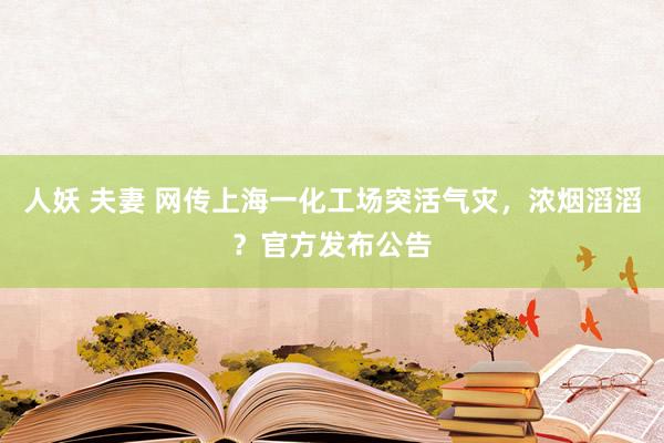 人妖 夫妻 网传上海一化工场突活气灾，浓烟滔滔？官方发布公告