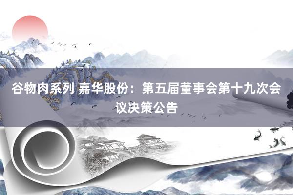 谷物肉系列 嘉华股份：第五届董事会第十九次会议决策公告