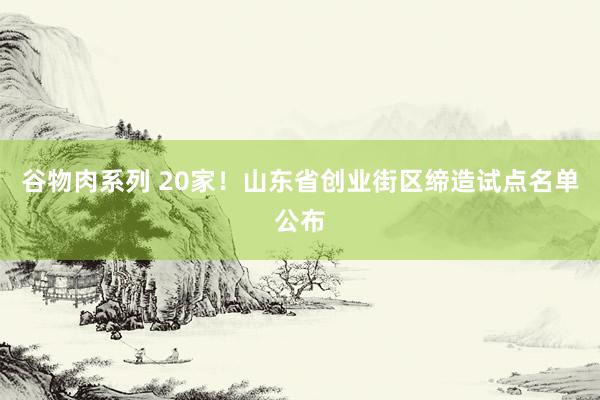 谷物肉系列 20家！山东省创业街区缔造试点名单公布