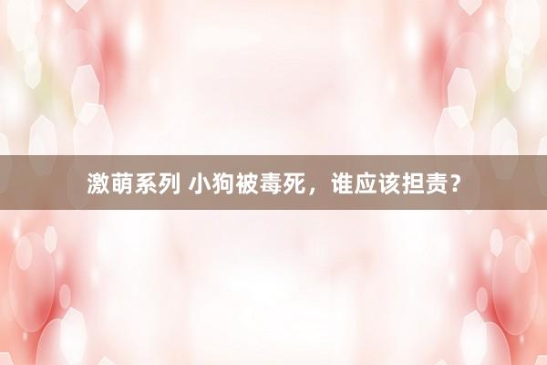 激萌系列 小狗被毒死，谁应该担责？