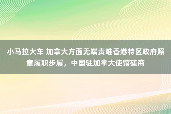 小马拉大车 加拿大方面无端责难香港特区政府照章履职步履，中国驻加拿大使馆磋商