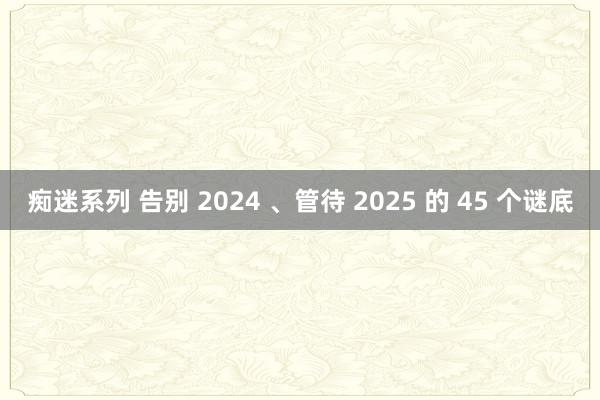 痴迷系列 告别 2024 、管待 2025 的 45 个谜底