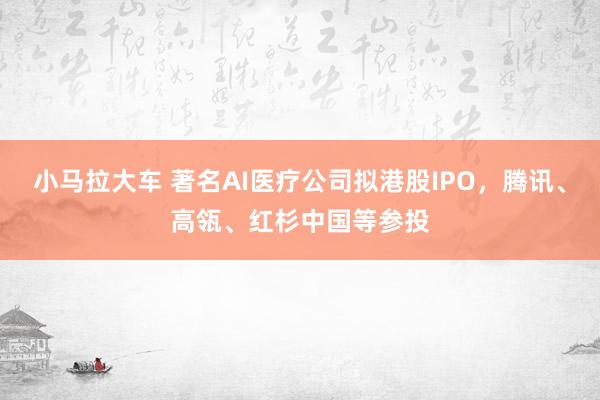 小马拉大车 著名AI医疗公司拟港股IPO，腾讯、高瓴、红杉中国等参投