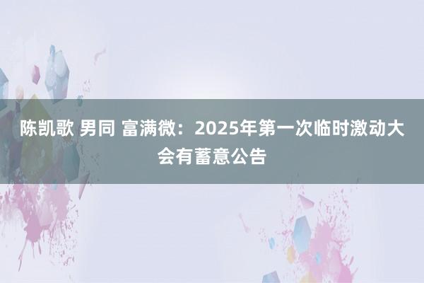 陈凯歌 男同 富满微：2025年第一次临时激动大会有蓄意公告