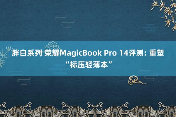 胖白系列 荣耀MagicBook Pro 14评测: 重塑“标压轻薄本”