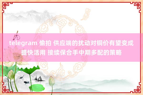 telegram 偷拍 供应端的扰动对铜价有望变成提快活用 接续保合手中期多配的策略
