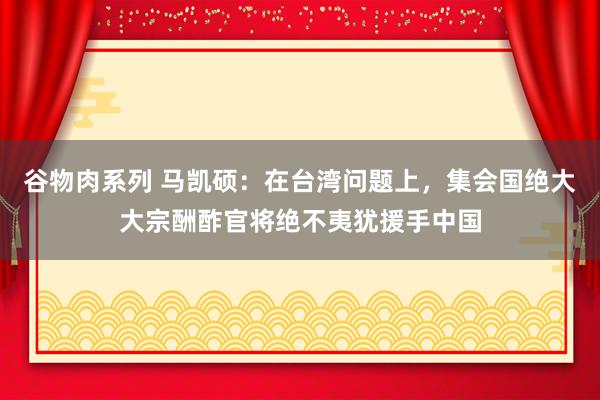 谷物肉系列 马凯硕：在台湾问题上，集会国绝大大宗酬酢官将绝不夷犹援手中国