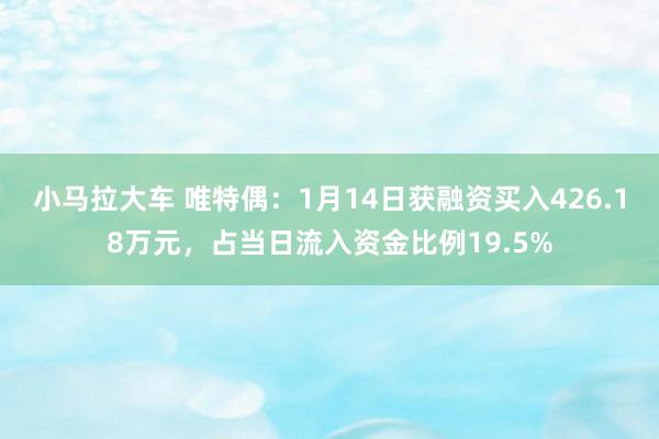 小马拉大车 唯特偶：1月14日获融资买入426.18万元，占当日流入资金比例19.5%
