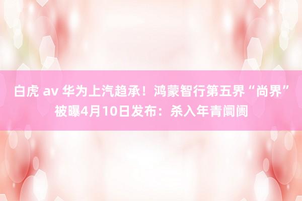 白虎 av 华为上汽趋承！鸿蒙智行第五界“尚界”被曝4月10日发布：杀入年青阛阓