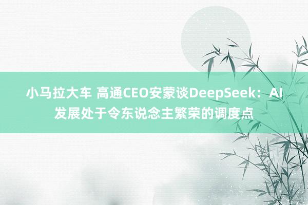 小马拉大车 高通CEO安蒙谈DeepSeek：AI发展处于令东说念主繁荣的调度点