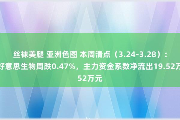 丝袜美腿 亚洲色图 本周清点（3.24-3.28）：丸好意思生物周跌0.47%，主力资金系数净流出19.52万元