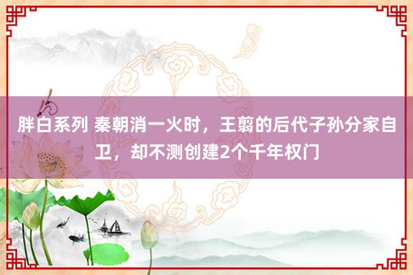胖白系列 秦朝消一火时，王翦的后代子孙分家自卫，却不测创建2个千年权门