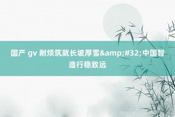 国产 gv 耐烦筑就长坡厚雪&#32;中国智造行稳致远