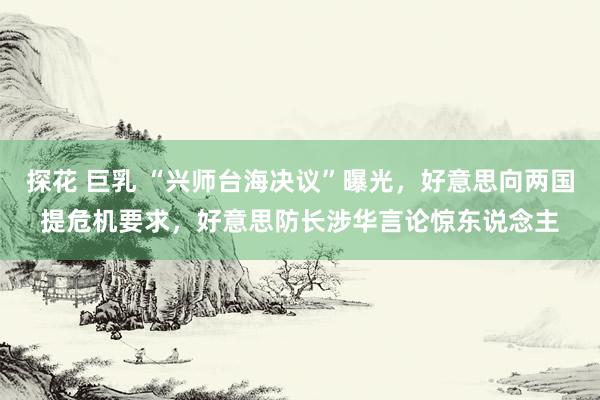 探花 巨乳 “兴师台海决议”曝光，好意思向两国提危机要求，好意思防长涉华言论惊东说念主