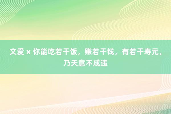文爱 x 你能吃若干饭，赚若干钱，有若干寿元，乃天意不成违