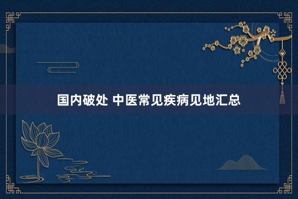 国内破处 中医常见疾病见地汇总