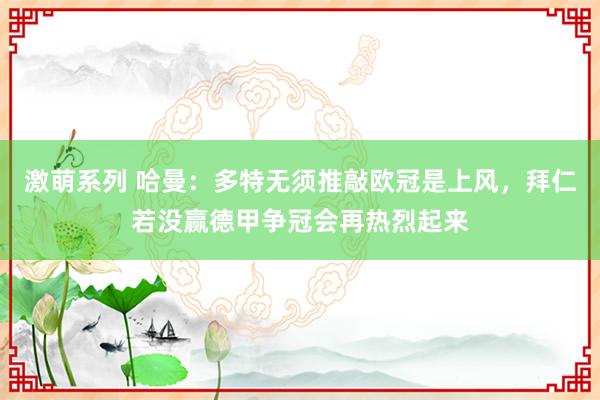 激萌系列 哈曼：多特无须推敲欧冠是上风，拜仁若没赢德甲争冠会再热烈起来