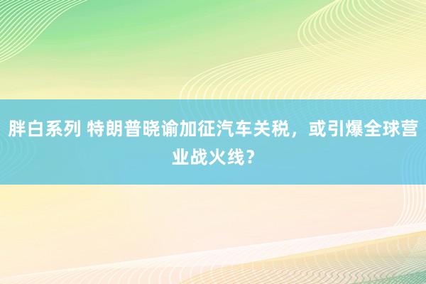 胖白系列 特朗普晓谕加征汽车关税，或引爆全球营业战火线？