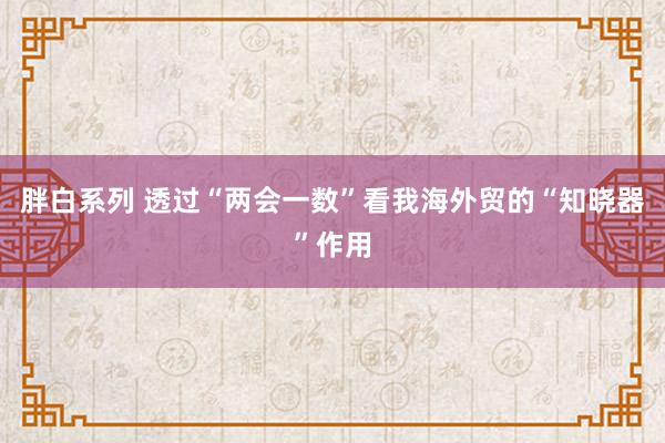 胖白系列 透过“两会一数”看我海外贸的“知晓器”作用