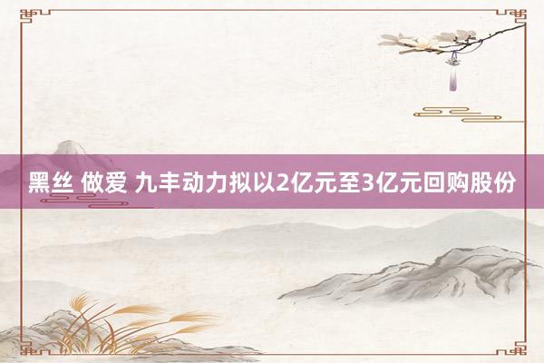 黑丝 做爱 九丰动力拟以2亿元至3亿元回购股份