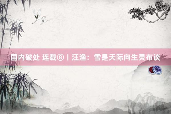 国内破处 连载⑧丨汪渔：雪是天际向生灵布谈