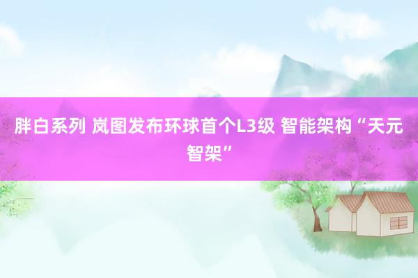 胖白系列 岚图发布环球首个L3级 智能架构“天元智架”