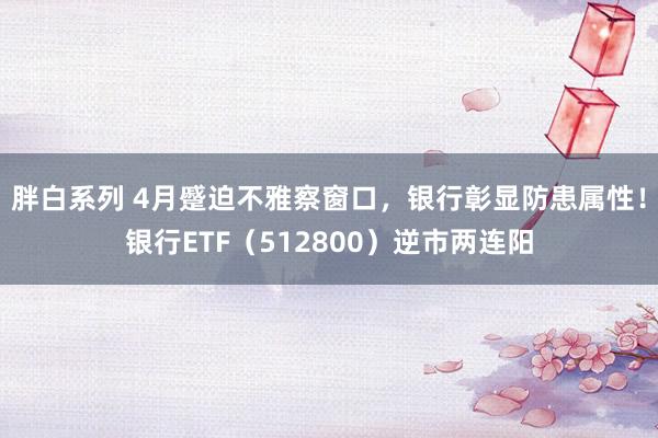 胖白系列 4月蹙迫不雅察窗口，银行彰显防患属性！银行ETF（512800）逆市两连阳