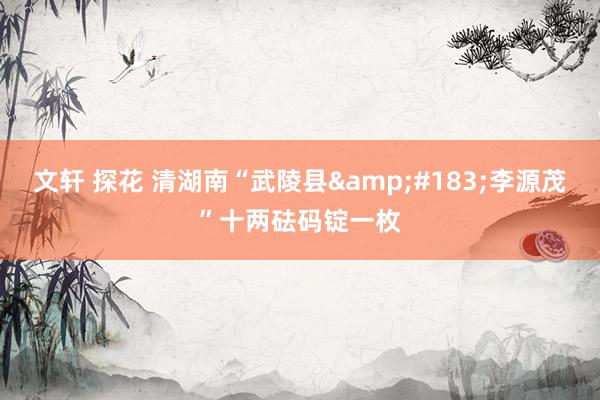 文轩 探花 清湖南“武陵县&#183;李源茂”十两砝码锭一枚
