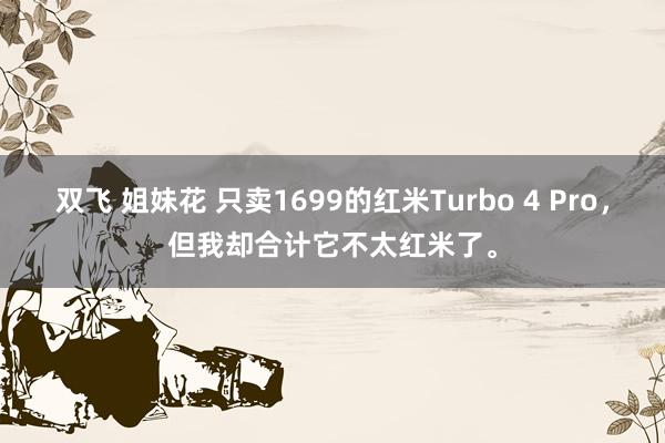 双飞 姐妹花 只卖1699的红米Turbo 4 Pro，但我却合计它不太红米了。